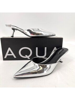 Aqua Women's Milee Pointed Toe Slip on High Heel Pumps Mettalic Size 8.5
